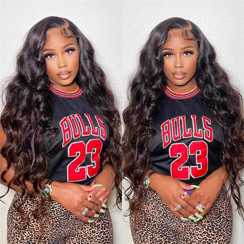 32 34 36 Inch Long Body Wave 13x4 Transparent Lace Full Frontal Wigs - 图片 2